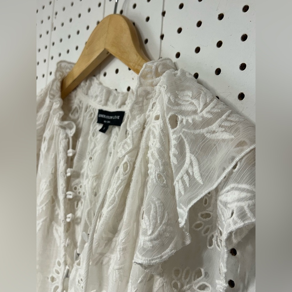 Generation Love Mirabelle Embroidered White Eyelet Ruffle Dress - Picture 3 of 8